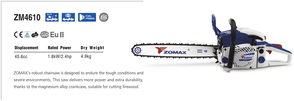Zomax 4610 chainsaw machines petrol chainsaw sawmill