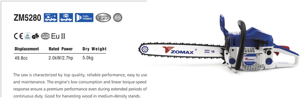 on sale ZOMAX ZM5280 2-stroke gas chain saw wood carving power tools