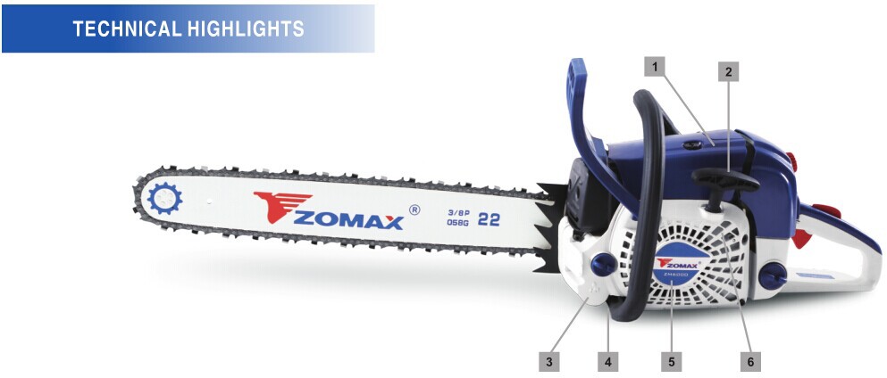 log 60cc ZM6020 blade chainsaw for industrial timber cutting